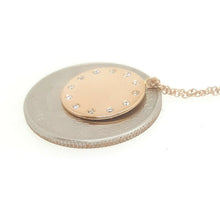 Load image into Gallery viewer, 14k rose Gold 0.09ct Diamond name tag ID women necklace 18" adjustable chain