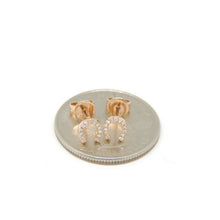 Load image into Gallery viewer, 14k rose Gold 0.06Ct Diamond horseshoe stud Earrings gift Push Back Fastening
