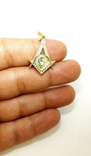Load image into Gallery viewer, 10k two-tone solid Gold Freemason Masonic Pendant charm jewelry fine gift 2.9g