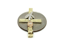 Load image into Gallery viewer, New 14k 3 color gold cross rose pendant charm fine gift religious jewelry 2g