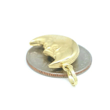 Load image into Gallery viewer, New 14k yellow gold 3D hollow moon pendant charm astronomy fine gift jewelry 2g
