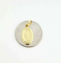 Load image into Gallery viewer, New 14k yellow gold oval virgin Miraculous Milagrosa pendant religious gift 1.7g