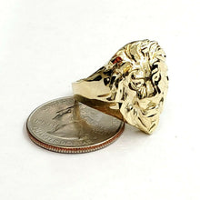 Load image into Gallery viewer, New 10k yellow gold lion head zodiac Leo men's Ring diamond cut jewelry Size 9.5