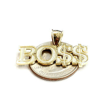 Load image into Gallery viewer, New 10k yellow Gold Boss dollar sign word Pendant charm fine gift jewelry 3.1g