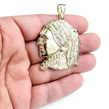 Load image into Gallery viewer, New 10k solid yellow Gold Chief face head Pendant diamond cut fine jewelry 13.5g