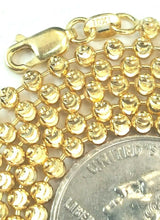 Load image into Gallery viewer, New 10K yellow gold 2.90mm ball bead chain moon cut Necklace jewelry 14.8g 28"