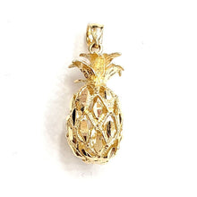 Load image into Gallery viewer, New 14k yellow gold pineapple 3D diamond cut fruit pendant charm fine jewelry 3.9g