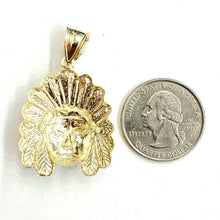 Load image into Gallery viewer, 10k yellow solid Gold Indian face head Pendant diamond cut fine gift jewelry 4g