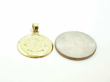 Load image into Gallery viewer, 14k yellow solid Gold Aztec Mayan sun calendar pendant fine jewelry 0.81" 2.4g