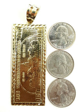 Load image into Gallery viewer, 10k yellow gold 100 dollar bill 2.71" money lucky pendant fine jewelry 12.7g