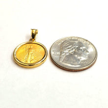 Load image into Gallery viewer, 14K Gold pendant With genuine 5 dollars 1/10 oz 22k American eagle coin 4.3g