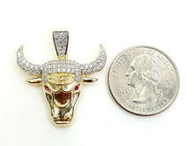Load image into Gallery viewer, 14k yellow Gold Taurus bull zodiac Pendant cubic zirconia fine gift jewelry 4.8g