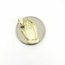 Load image into Gallery viewer, New 10k yellow gold praying hands pendant charm fine religious gift jewelry 2.3g