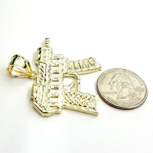 Load image into Gallery viewer, 10k yellow solid Gold automatic machine gun Pendant charm fine gift jewelry 9.5g