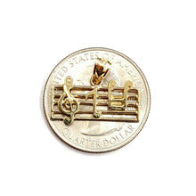 Load image into Gallery viewer, 14k solid yellow Gold music sign note Pendant rectangular fine jewelry gift 1.2g