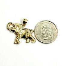 Load image into Gallery viewer, 14k yellow Gold elephant Pendant charm unisex fine gift good luck jewelry 3.5g