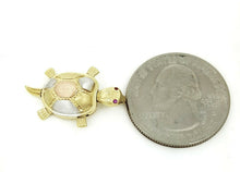 Load image into Gallery viewer, New 14k multi color gold turtle full body pendant charm gift fine jewelry 2.9g