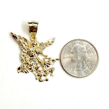 Load image into Gallery viewer, New 10k yellow gold saint Michael pendant charm fine religious gift jewelry 3.9g