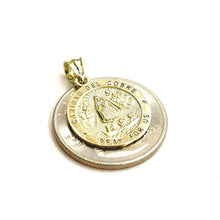 Load image into Gallery viewer, 10k yellow gold round virgin Caridad del Cobre pendant fine jewelry 0.69" 1.6g