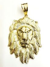Load image into Gallery viewer, 10k yellow solid Gold big lion head face Pendant charm men's gift jewelry 18.2g