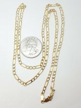 Load image into Gallery viewer, 14K two-tone Gold hollow Figaro Link Chain fine jewelry unisex 3.4mm 16" 3.7g