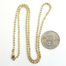 Load image into Gallery viewer, 10K yellow gold 2.5mm ball bead chain moon cut Necklace fine jewelry 9.5g 20"