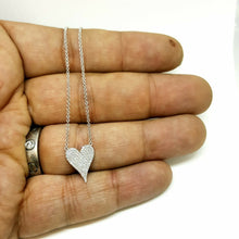Load image into Gallery viewer, 14k white Gold 0.21Ct Diamond heart necklace gift for her 18" adjustable chain