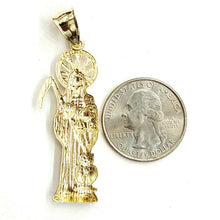 Load image into Gallery viewer, 10k yellow gold Santa Muerte holy death Pendant fine gift jewelry unisex 3.9g