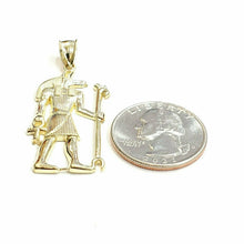 Load image into Gallery viewer, 10k yellow Gold Egypt jackal god Anubis holding Ankh Pendant fine jewelry 3.2g