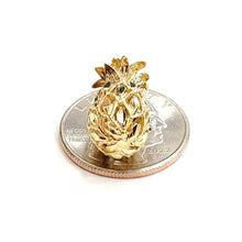 Load image into Gallery viewer, New 14k yellow gold pineapple 3D diamond cut fruit pendant charm fine jewelry 3.9g
