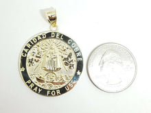 Load image into Gallery viewer, 10k yellow gold round virgin Caridad del Cobre pendant fine jewelry 1.23" 5.4g