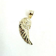 Load image into Gallery viewer, 10k Yellow Gold Single Angel Wing Pendant Diamond Cut Unisex fine jewelry 1.5g