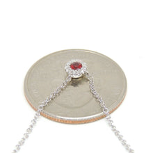Load image into Gallery viewer, New 14k white Gold 0.18Ct real Diamond & ruby necklace gift 18" adjustable chain