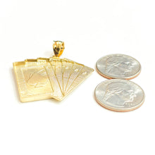 Load image into Gallery viewer, 14k yellow Gold royal flush spade A K Q J 10 poker cards Pendant jewelry 8.2g
