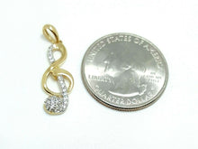 Load image into Gallery viewer, 14k solid yellow Gold music sign Pendant cubic zirconia fine jewelry 1.3g