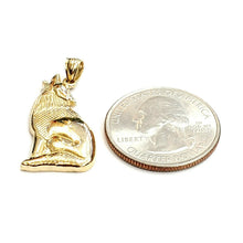 Load image into Gallery viewer, 14k yellow Gold howling wolf full body animal Pendant charm fine jewelry 3.4g