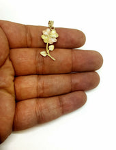 Load image into Gallery viewer, 14k 3 color Gold flower Pendant charm fine jewelry gift for her diamond cut 1.6g