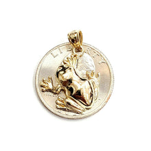 Load image into Gallery viewer, New 14k yellow gold frog pendant charm shiny gift unisex fine jewelry 2.9g