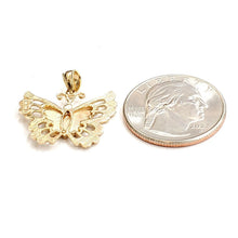 Load image into Gallery viewer, New 14k yellow Gold solid butterfly Pendant charm gift fine jewelry 2.8g