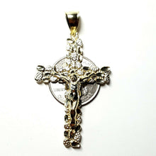 Load image into Gallery viewer, New 10k yellow gold nugget cross jesus pendant fine jewelry religious gift 6.9g