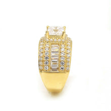 Load image into Gallery viewer, 14k yellow Gold woman wide engagement ring princess cut cubic zirconia size 7