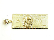 Load image into Gallery viewer, New 14k yellow gold 100 dollar bill money lucky pendant charm fine jewelry 4.5g