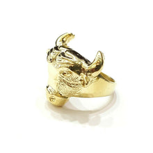Load image into Gallery viewer, 10k yellow gold bull head zodiac Taurus men's Ring diamond cut jewelry Size 9