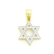 Load image into Gallery viewer, 14k yellow gold star of David Israel pendant cubic zirconia fine jewelry 1.7g