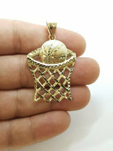 Load image into Gallery viewer, 10k yellow gold basketball net hoop pendant charm sport fine gift jewelry 4.6g