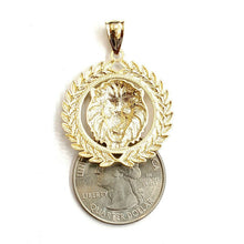 Load image into Gallery viewer, 14k yellow Gold round lion Leo head face Pendant charm gift fine jewelry 4.3g