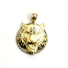 Load image into Gallery viewer, 14k yellow solid Gold tiger male head face Pendant diamond cut fine jewelry 3.7g