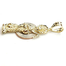 Load image into Gallery viewer, 10k yellow gold Santa Muerte holy death Pendant fine gift jewelry unisex 5.4g