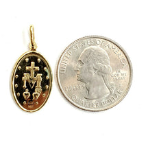 Load image into Gallery viewer, 14k solid yellow gold oval virgin Miraculous Milagrosa pendant religious 2.5g