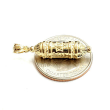 Load image into Gallery viewer, New 14k yellow gold 3D mezuzah star of David kabbalah Jewish Torah pendant 4.3g